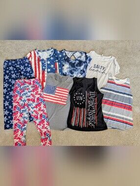Women's Patriotic Graphic Tank & Tees - Blue, Red, White USA